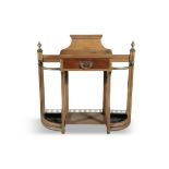 A VICTORIAN MAHOGANY BRASS MOUNTED HALL TABLE AND STICK STAND, attributed to James Shoolbred &