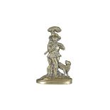 A VICTORIAN CAST BRASS DOORSTOP in the form of a woodcutter and a hound 35cm high Provenance: