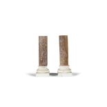 A PAIR OF GRAND TOUR 'BRECCIA PERNICE' MARBLE COLUMNS, ITALIAN 19TH CENTURY. 23.5cm high