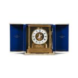 A JAEGER LE COULTRE 'ATMOS' MANTLE CLOCK, fitted in original case, the five glass structure with