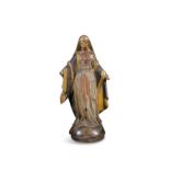A POLYCHROME CARVED WOOD FIGURE OF A STANDING MADONNA, PROBABLY SPANISH COLONIAL, 18TH CENTURY