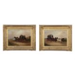 ENGLISH SCHOOL 19TH CENTURY Coaching Scenes, 'Setting Off' and 'The Return' A pair, oils on