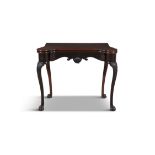 AN IRISH MAHOGANY FOLD TOP CARD TABLE, C.1760 the solid rectangular top with outset fore corner