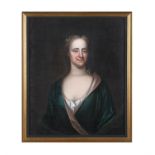 FOLLOWER OF KNELLER 17TH/18TH CENTURY Portrait of a woman in a turquoise dress In a feigned oval,