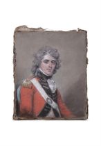 IRISH SCHOOL LATE 18TH CENTURY Portrait of a Young Man in Military Uniform Half-length, pastel, 25 x