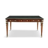 A FINE MAHOGANY ORMOLU AND LEATHER TOP WRITING TABLE, 19TH CENTURY, BY HOWARD & SONS IN LOUIS XVI