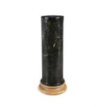 A FAUX BLACK VERIEGATED MARBLE COLUMN, on stepped circular base. 108cm high