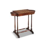 A REGENCY ROSEWOOD AND PARQUETRY INLAID GAMES TABLE ATTRIBUTED TO GILLOWS OF LANCASTER the shaped