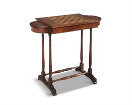 A REGENCY ROSEWOOD AND PARQUETRY INLAID GAMES TABLE ATTRIBUTED TO GILLOWS OF LANCASTER the shaped