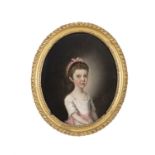 THOMAS HICKEY (1741-1824) Portrait of a Young Girl Wearing a Pink Headband Oil on canvas, oval, 29.