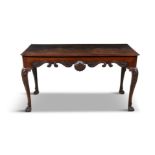 AN IRISH MAHOGANY RECTANGULAR SIDE TABLE, MID-18TH CENTURY the top with thumb moulded rim above a
