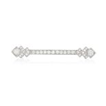 A DIAMOND BAR BROOCH With square terminals, set with old and single-cut diamonds,