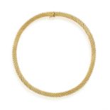 AN 18CT GOLD CHOKER Of 'Tubogas' design, with Italian control marks, total length ca. 41.5cm