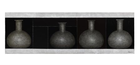 GUGGI (B.1959) Four Vessels Oil on canvas, 52 x 160cm Signed and dated (20)'00