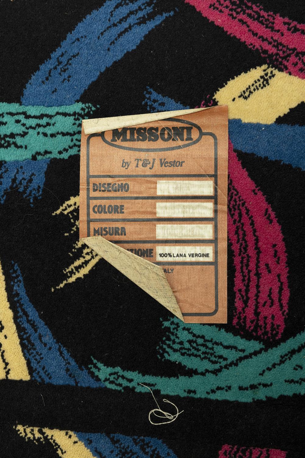 MISSONI A vintage Missoni rug by T&J Vestor, with maker's label. 242 x 164cm. - Image 3 of 3