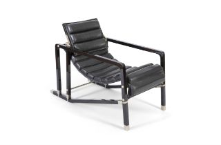 EILEEN GRAY (1878 - 1976) 'Transat' chair designed by Eileen Gray. Leather, lacquer and metal. c.