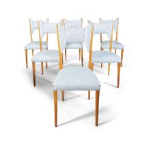 MELCHIORRE BEGA A set of six chairs, attrib. to Melchiorre Bega, recently upholstered. Italy, c.