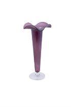 VASE A large glass tapered purple vase. Italy. 50cm(h)