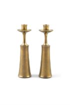 JENS QUISTGAARD (1919 - 2008) A pair of brass candle sticks/vases by Jens Quistgaard with maker's