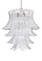 CHANDELIER A large cascading glass chandelier with shoe-horn style drops. Italy. 88cm (h)