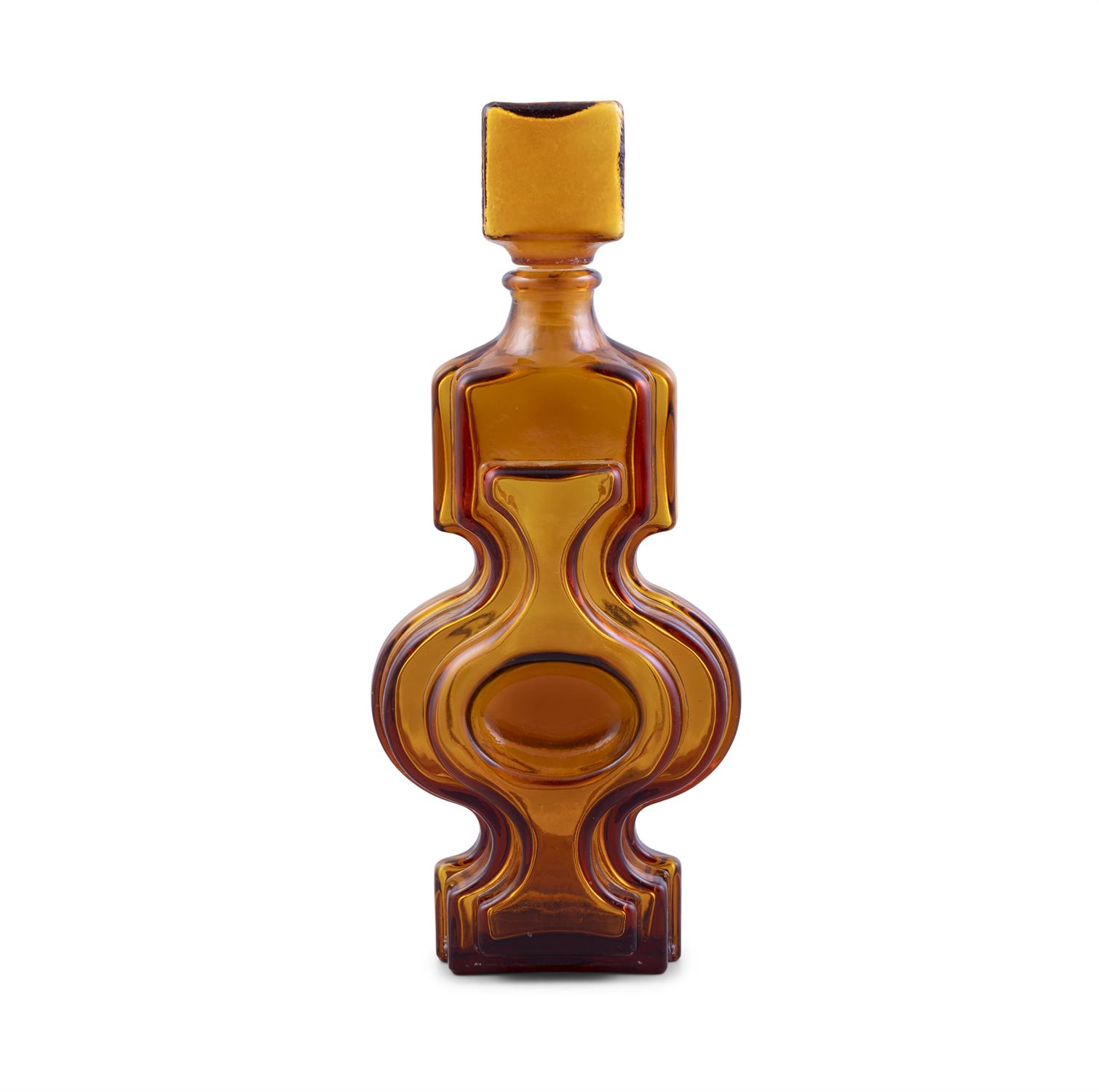 GLASS BOTTLE An orange glass bottle with stopper. Italy, 31cm(h) - Image 2 of 4