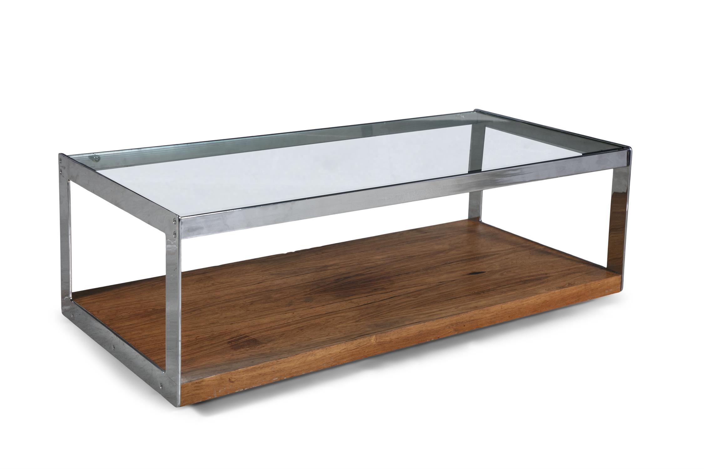 MERROW & ASSOCIATES A rosewood and chrome coffee table by Merrow and Associates, with a glass top, - Image 2 of 4