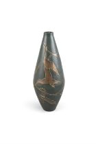 VASE An ovoid green and gilt decorated pottery vase, pottery mark to base. 43cm(h)