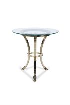 TABLE A gilt metal circular glass topped side table. France, c.1970. 60 x 60 x 60cm(h)