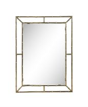 MIRROR A 1970s giltbrass 'bamboo' rectangular mirror, attrib. to Maison Bagues. 75 x 102cm(h)