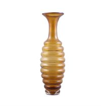 VASE A large ribbed orange glass vase. Italy. 53cm(h)