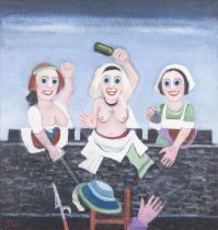 JACK DONOVAN (1934-2014) Women of Limerick Oil on board, 85 x 79cm Signed and dated (20)'05