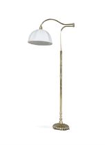 LAMP A gilt brass adjustable standard lamp, with arched swing arm light, c.1960. 165cm(h)