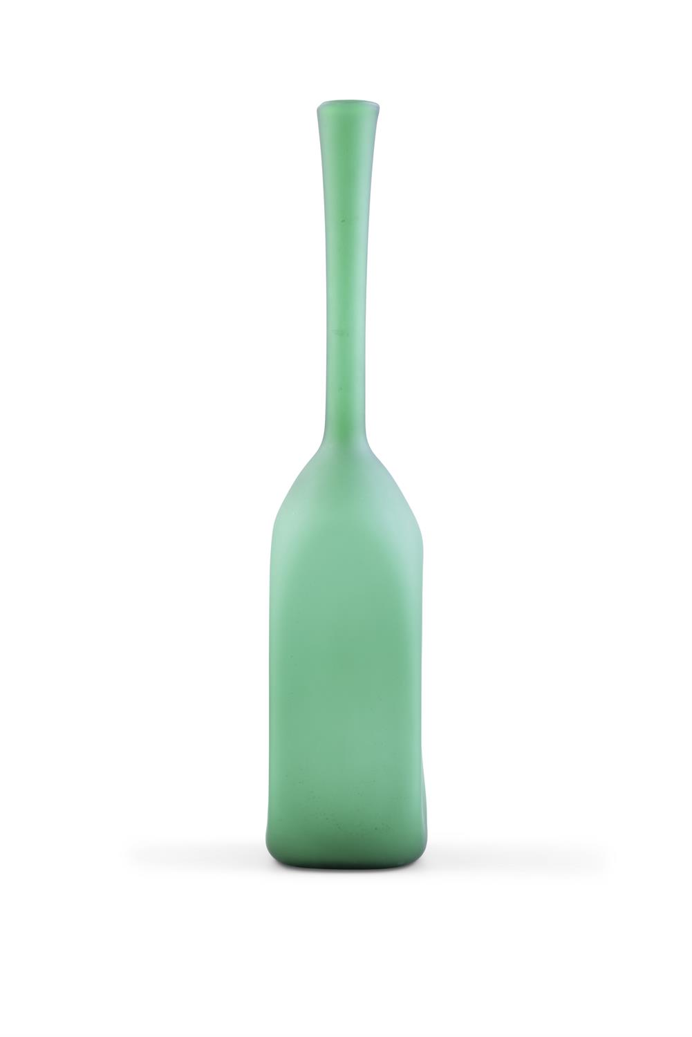 VASE A green glass vase with a tapered long neck. Italy, c.1970. 42cm(h)