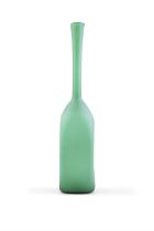 VASE A green glass vase with a tapered long neck. Italy, c.1970. 42cm(h)
