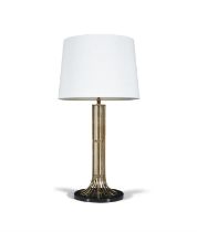 TABLE LAMP A large gilt brass wire work table lamp with off-white shade. 87cm(h)