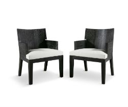 CHRISTIAN LIAIGRE (1943 - 2020) A pair of 'Stall' chairs in black stained ceruse oak,