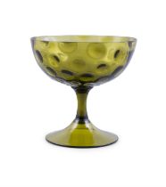 DISH A green glass bonbon dish. Italy. 19cm(h)