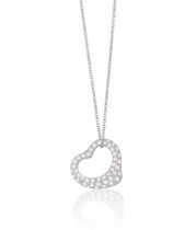 A DIAMOND PENDANT ON CHAIN, BY ELSA PERETTI FOR TIFFANY & CO. The openwork heart-shaped pendant