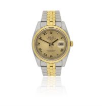 A STAINLESS STEEL AND GOLD 'OYSTER PERPETUAL DATEJUST' WRISTWATCH, BY ROLEX, CIRCA