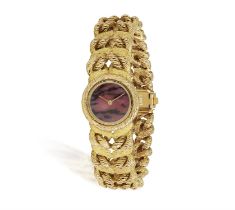 AN 18K GOLD AND RHODONITE BRACELET WATCH, BY GEORGES LENFANT & CHOPARD, FOR CHAUMET,
