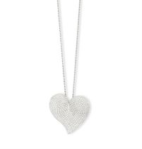 A DIAMOND PENDANT ON CHAIN The bombé stylised heart pavé-set with brilliant-cut diamonds