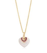 A RUBY AND CERAMIC 'CHANDRA' PENDANT ON CHAIN, BY BULGARI The heart-shaped white ceramic pendant