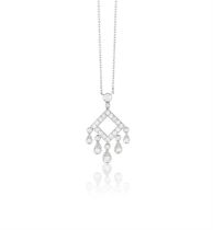 A DIAMOND 'LEGACY' PENDANT NECKLACE, BY TIFFANY & CO. Composed of an openwork square frame
