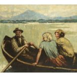 William Conor RHA RUA (1844-1968) The Currach in the West Oil on canvas board, 43 x 48.