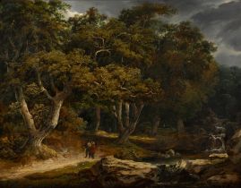 James Arthur O'Connor (1792 - 1841) A Clearing in a Forest with Figures on a Path by a Stream Oil