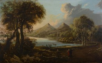 William Sadler II (1782-1839) Figures by the Upper Lake and Ross Castle, Killarney Oil on board,