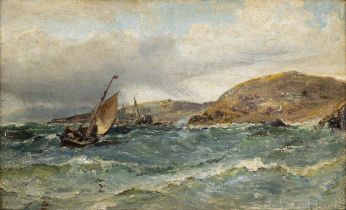 Edwin Hayes RHA RI ROI (1819-1904) Coastal Scene with Sailboats off the Coast (1890) Oil on