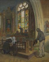 Aloysius O'Kelly RHA (1853-1936) Inside the Chapel (The Chapel of Locmaria-an-Hent,