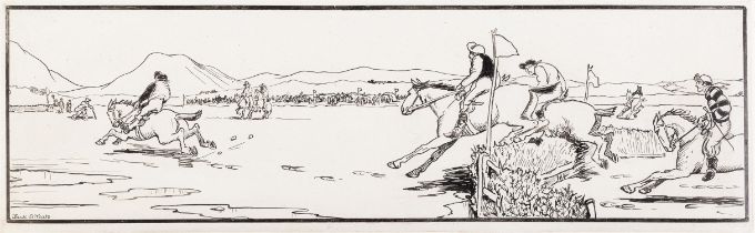Jack Butler Yates RHA (1871-1957) The Strand Races, The Start, (1906) Ink on Paper, 14.7 x 46.