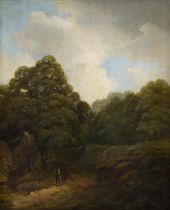 James Arthur O'Connor (1792-1841) Figures in Conversation in a Woodland Oil on canvas,